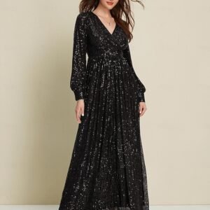 Black Sequin Party/Wedding Guest V Neck Long Sleeve Maxi Dress dress to impress 2024 Ador Black 2025 $89.00 XS S M L XL 2XL 3XL 4XL