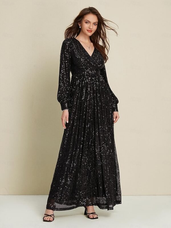 Black Sequin Party/Wedding Guest V Neck Long Sleeve Maxi Dress dress to impress 2024 Ador Black 2025 $89.00 XS S M L XL 2XL 3XL 4XL