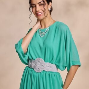 Chiffon Casual Magyar Sleeve Crew Neck Blouse(Belt Not Included) Ador Green 2025 $29.00 XS S M L XL 2XL 3XL 4XL