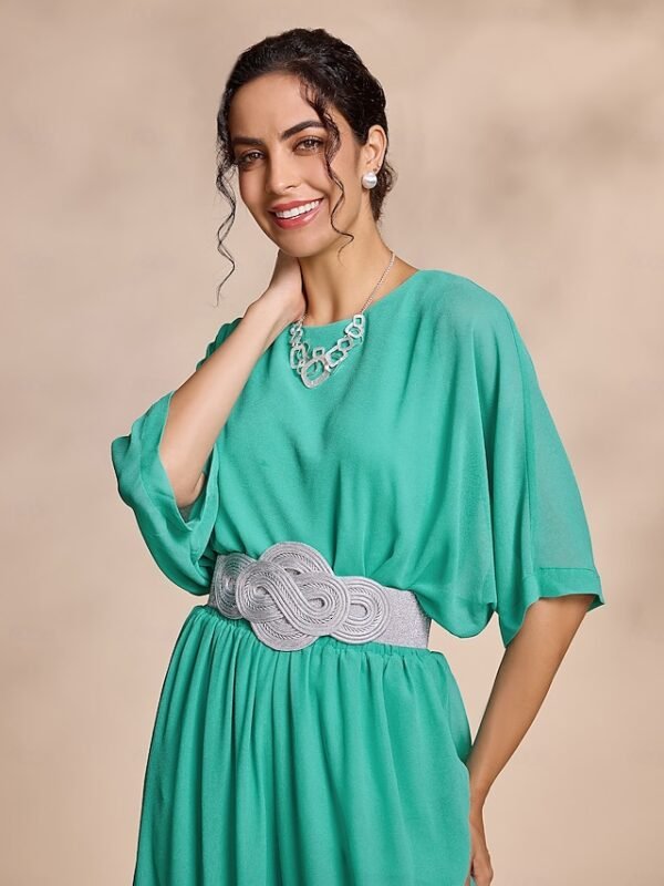 Chiffon Casual Magyar Sleeve Crew Neck Blouse(Belt Not Included) Ador Green 2025 $29.00 XS S M L XL 2XL 3XL 4XL