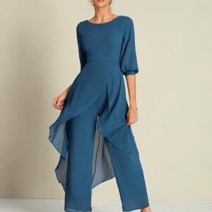 Chiffon Irregular Hem Wedding Guest Wide Leg Jumpsuit Ador Blue 2025 $49.00 XS S M L XL 2XL 3XL 4XL