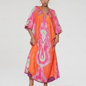 Chiffon V Neck Plant String Maxi Dress Ador Orange 2025 $49.00 XS S M L XL 2XL 3XL 4XL