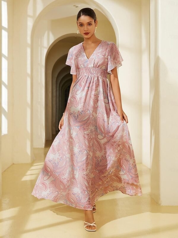 Chiffon Wedding Guest Floral V Neck Corset Maxi Dress Ador Pink 2025 $63.00 XS S M L XL 2XL 3XL 4XL