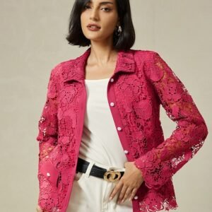 Lace Button Down Daily Shacket Ador Rose Red 2025 $65.00 XS S M L XL 2XL 3XL 4XL