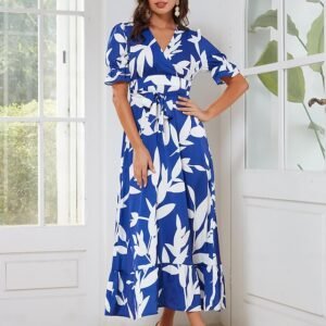 Satin Floral Puff Sleeve Maxi Dress Ador Royal Blue 2025 $39.00 XS S M L XL 2XL 3XL 4XL