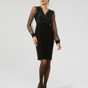 Sequin Mesh Long Sleeve Mini Dress Ador Black 2025 $49.00 XS S M L XL 2XL 3XL 4XL