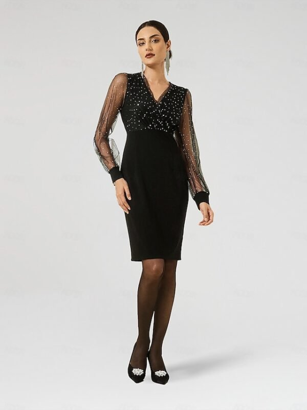 Sequin Mesh Long Sleeve Mini Dress Ador Black 2025 $49.00 XS S M L XL 2XL 3XL 4XL