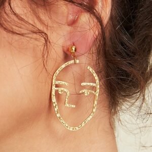 Women's Abstract Face Drop Earrings - Titanium Steel - Lightweight - Unique Art Design Ador Gold Silver 2025 $13.00 XS S M L XL 2XL 3XL 4XL