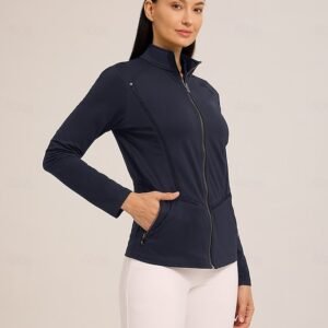 Women's Golf Jacket Black White Navy Blue Long Sleeve Top Ladies Golf Attire Clothes Outfits Wear Apparel Ador Navy Blue Black White 2025 $80.00 XS S