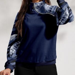 Women's Golf Pullover Sweatshirt Dark Blue Long Sleeve Top Leaf Fall Winter Ladies Golf Attire Clothes Outfits Wear Apparel Ador Dark Blue 2025 $59.00